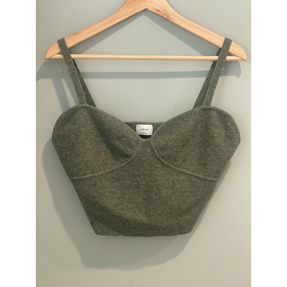 Wilfred Green Knit Sweetheart Neckline Cropped Tank Top Size 2XL